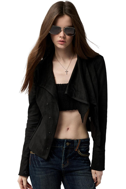 Temperament Black Suede Jacket Set-Up