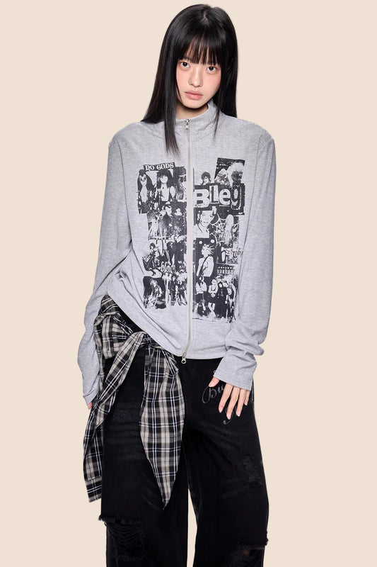 Vintage Printed Cardigan Top