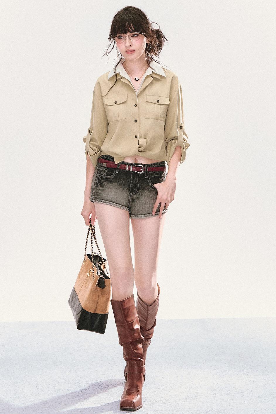 Fake Two-Piece Lapel Shirt