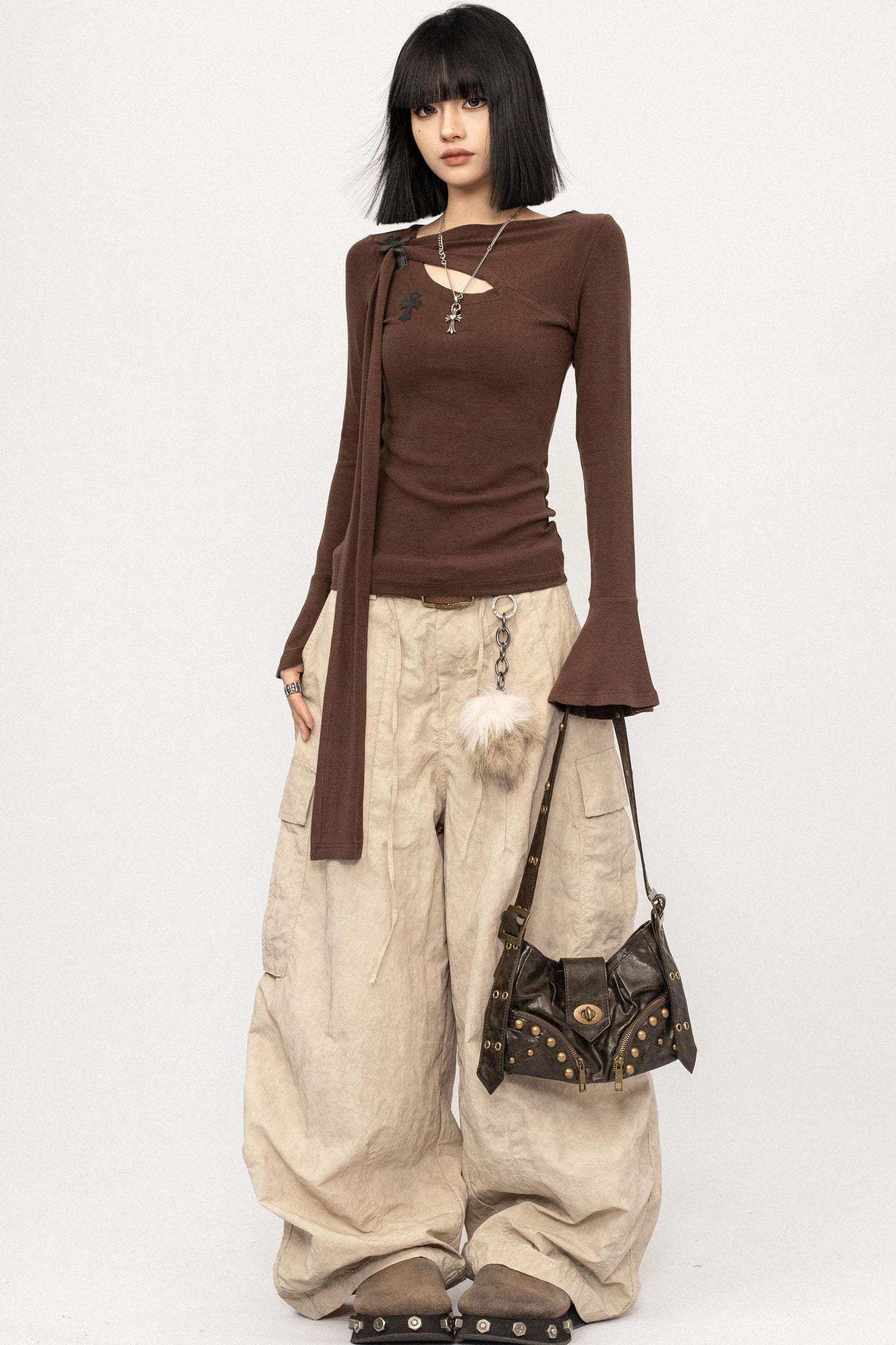 Retro Bell-Bottom Sleeve Top