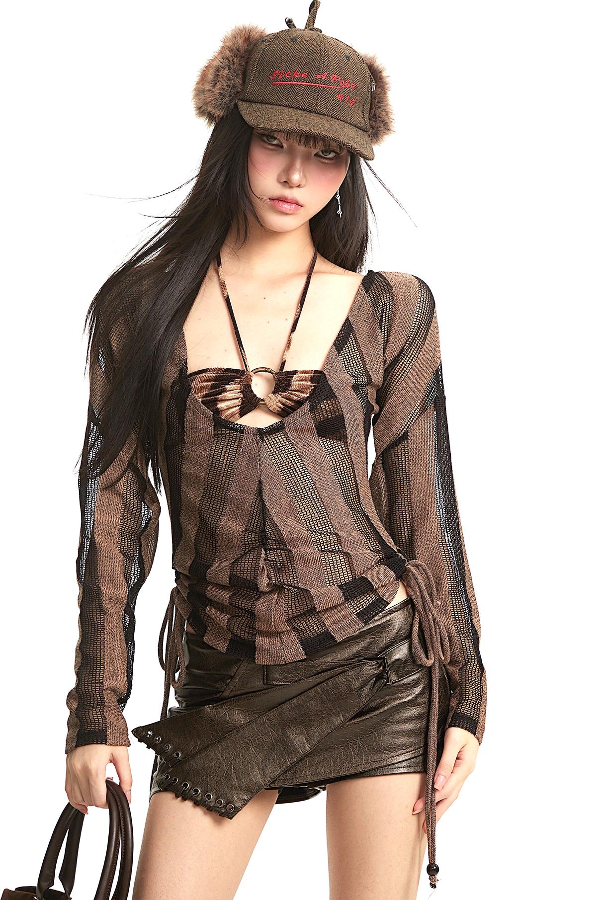 Wasteland Striped Mesh Cover-Up
