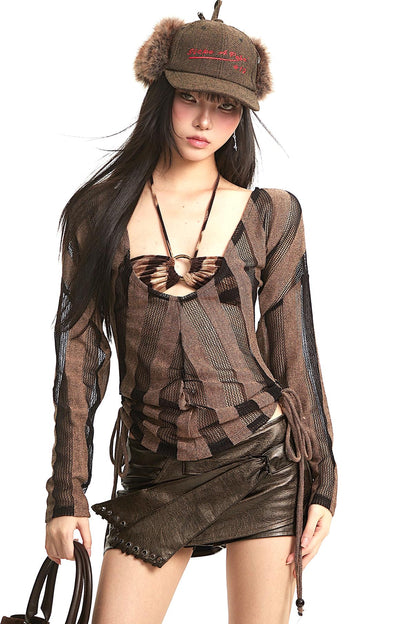 Wasteland Striped Mesh Cover-Up