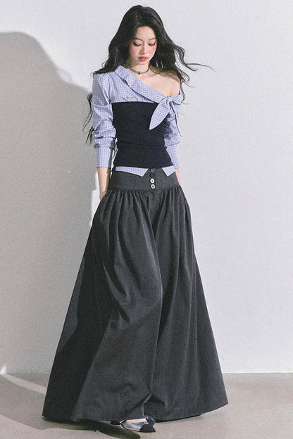 Korean Long-Sleeved Plaid Shirt