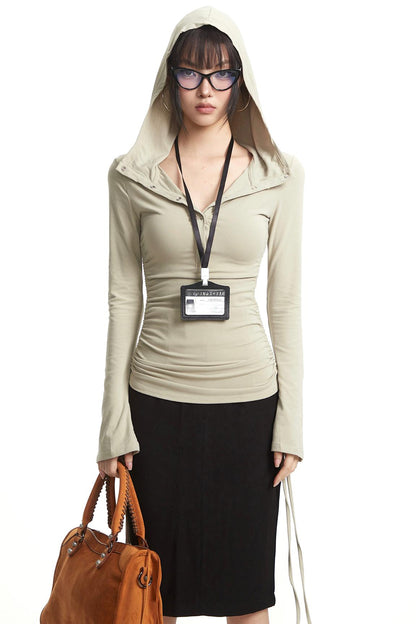 Retro Light Green Hooded Top