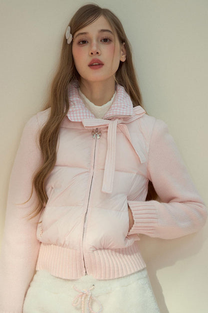 Pink Cloud Knitted Down Jacket