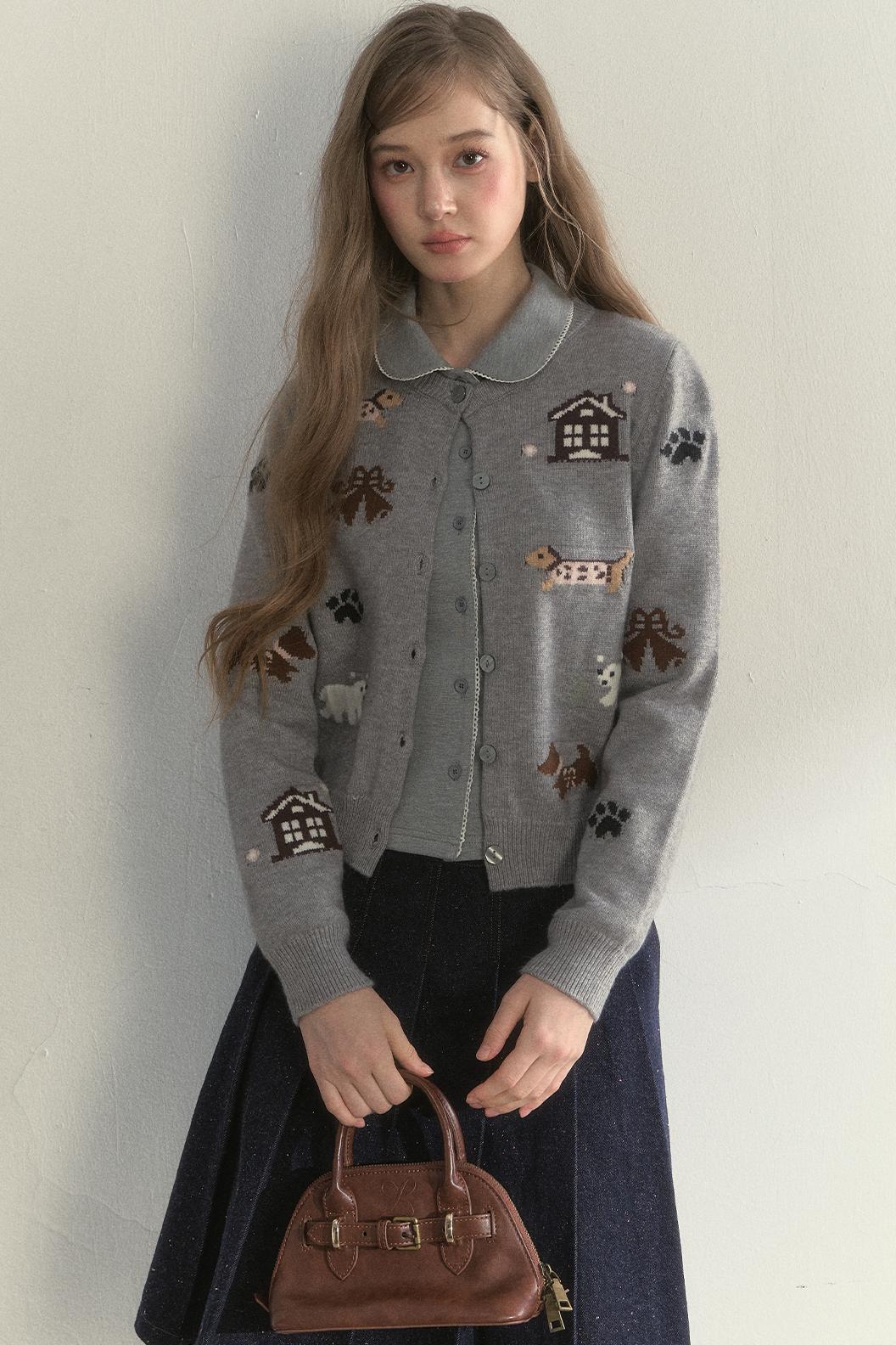 Pink and Gray Doll Collar Top