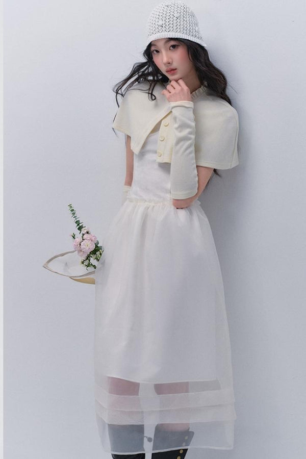 Elegant Cloak Skirt Dress Set-Up