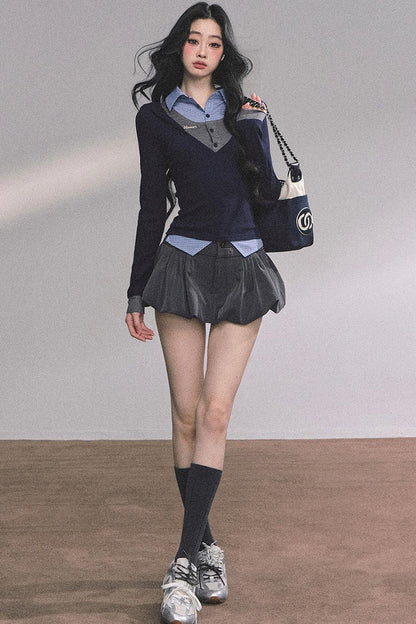 Autumn Plaid Knitted Polo Shirt