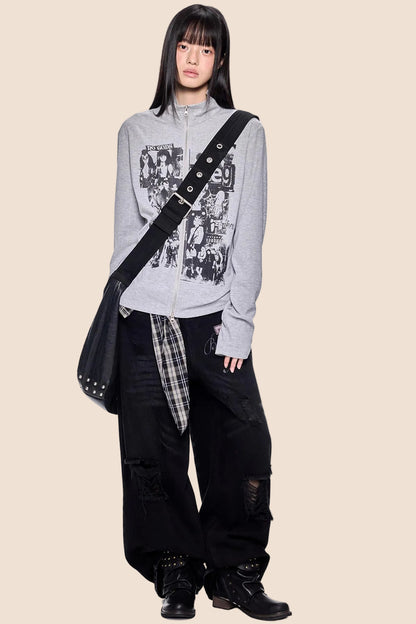 Vintage Printed Cardigan Top