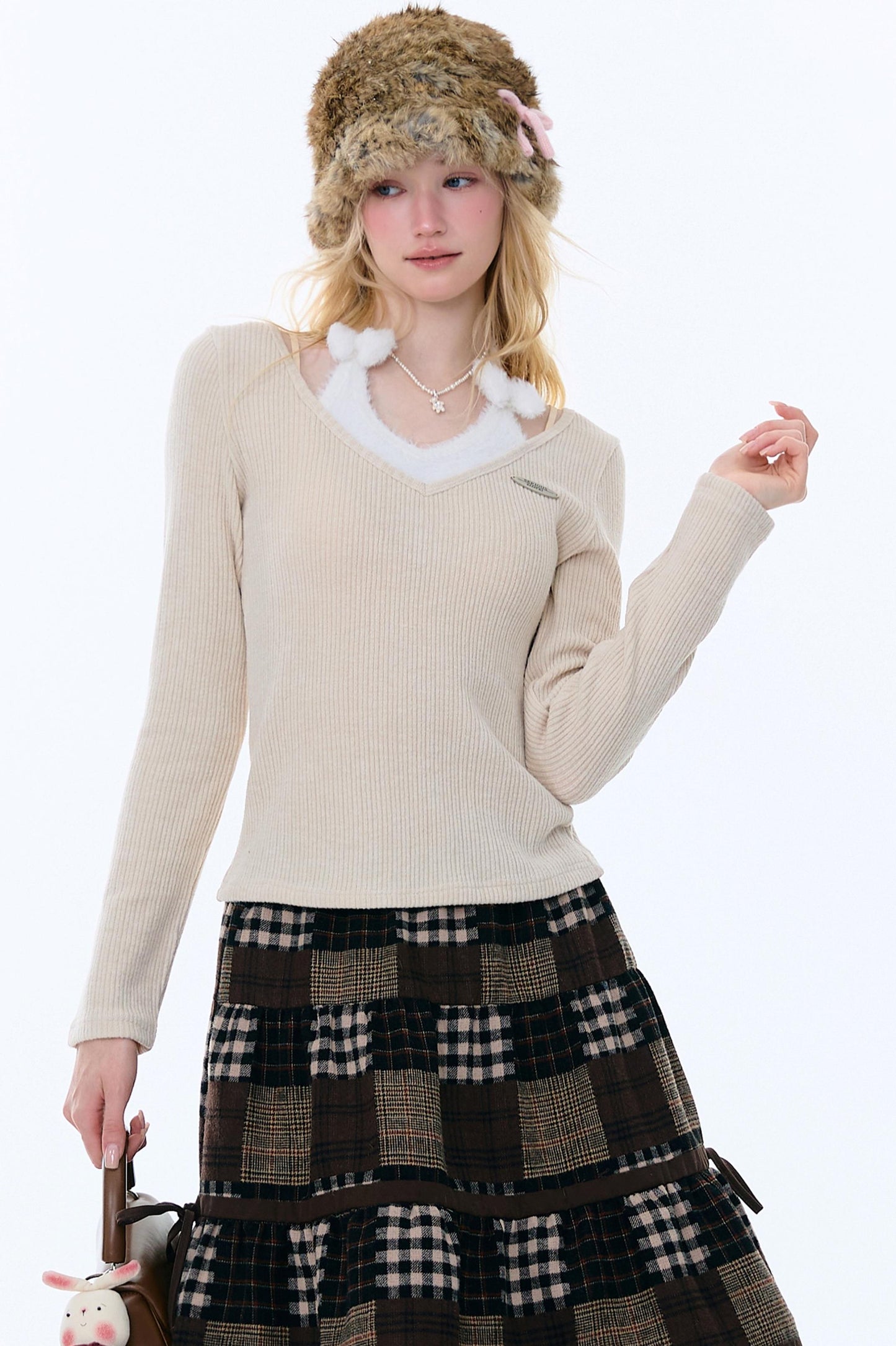 Bow Halter Knitted Top