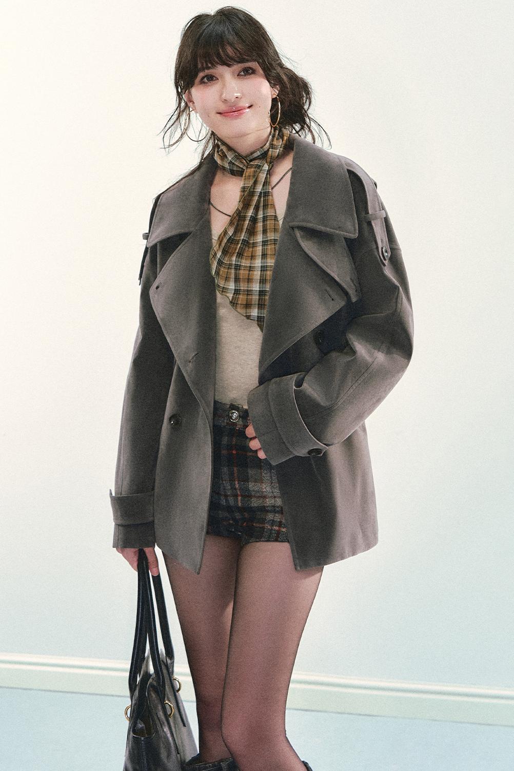 Grey Suede Trench Coat