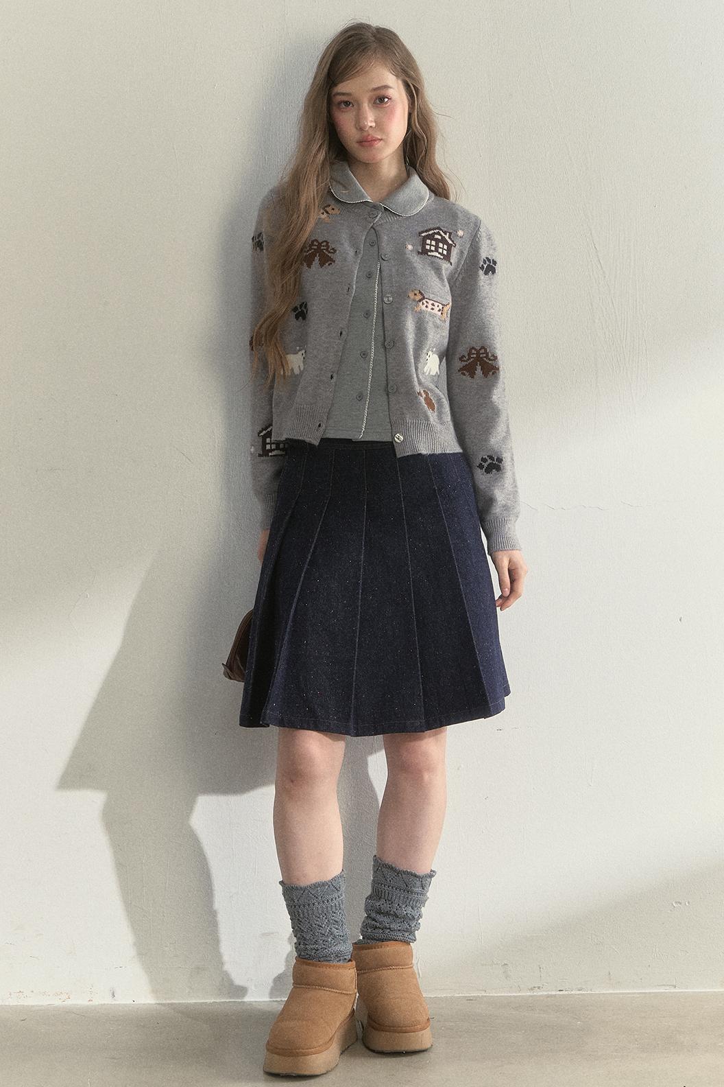 Pink and Gray Doll Collar Top