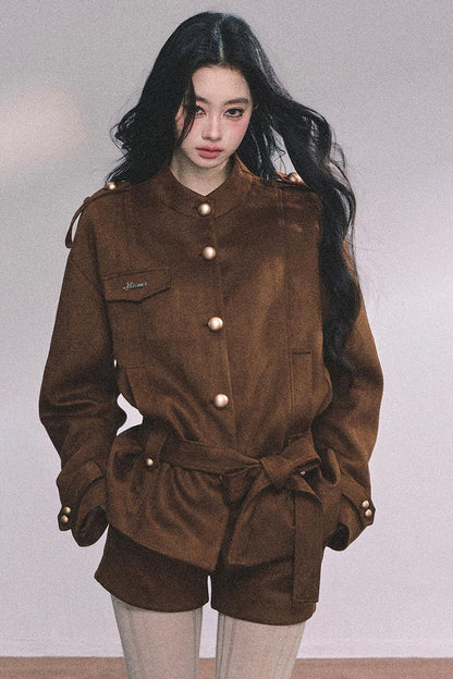 Golden Suede Womens Autumn Jacket Set-Up