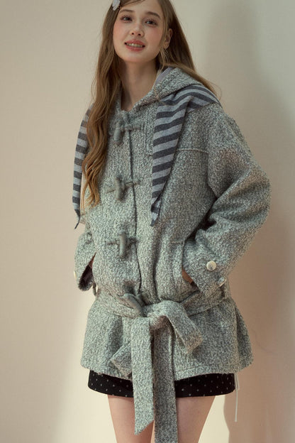 Light Gray Wool Horn Buckle Jacket