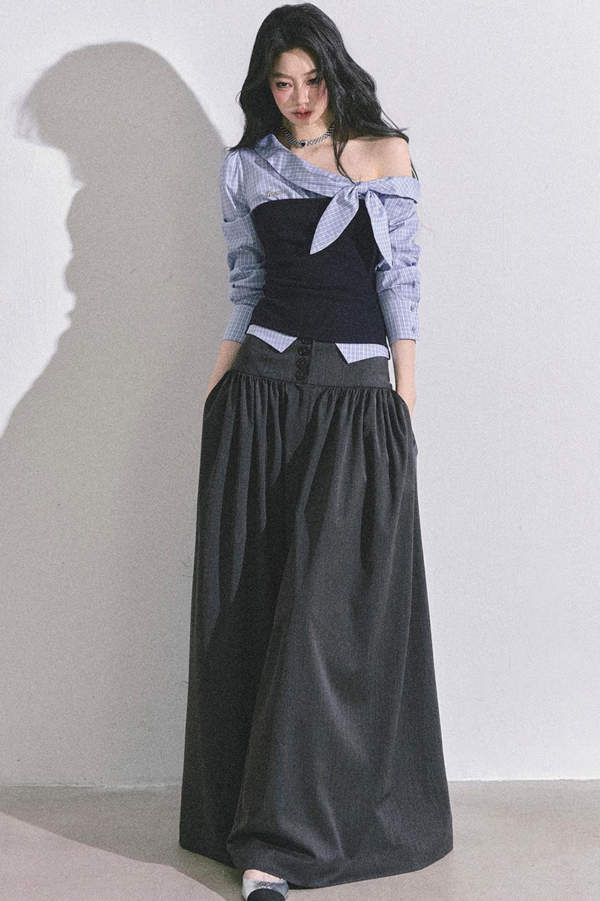 Korean Long-Sleeved Plaid Shirt