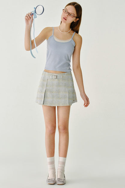 심플 레이스 크롭 탑 