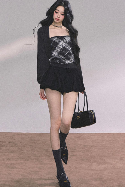 American Plaid Knitted Sweater Womens Two-Piece Set