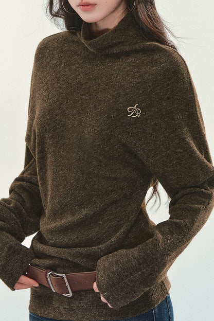 Bat Sleeve Stacked Collar Sweater