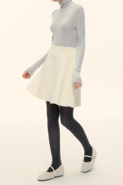 Wool Fur Collar Knit Jacket Set-Up