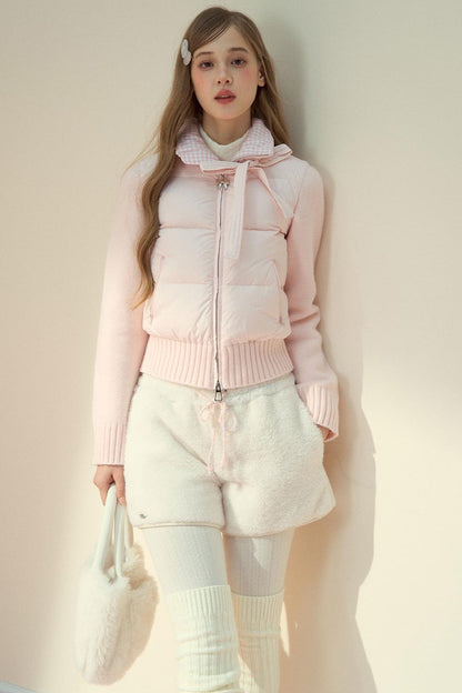 Pink Cloud Knitted Down Jacket