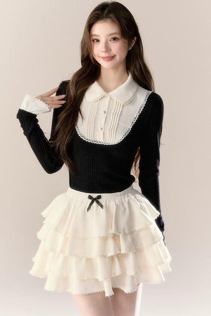 Autumn Knitted Top Skirt Set-Up