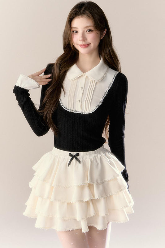 Autumn Knitted Top Skirt Set-Up