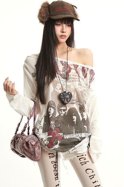 Retro Off-Shoulder Blouse