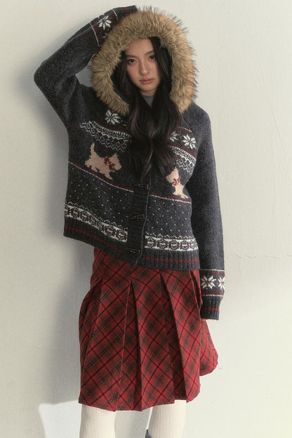 Dark Gray Fair Isle Knitted Jacket Set-Up