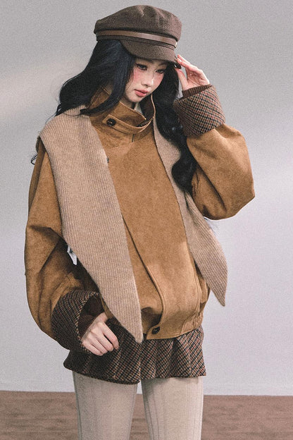 Hazelnut Velvet Jacket Skirt Set-Up