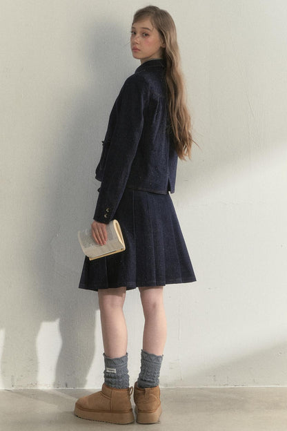 Retro Denim Quilted Jacket Set-Up