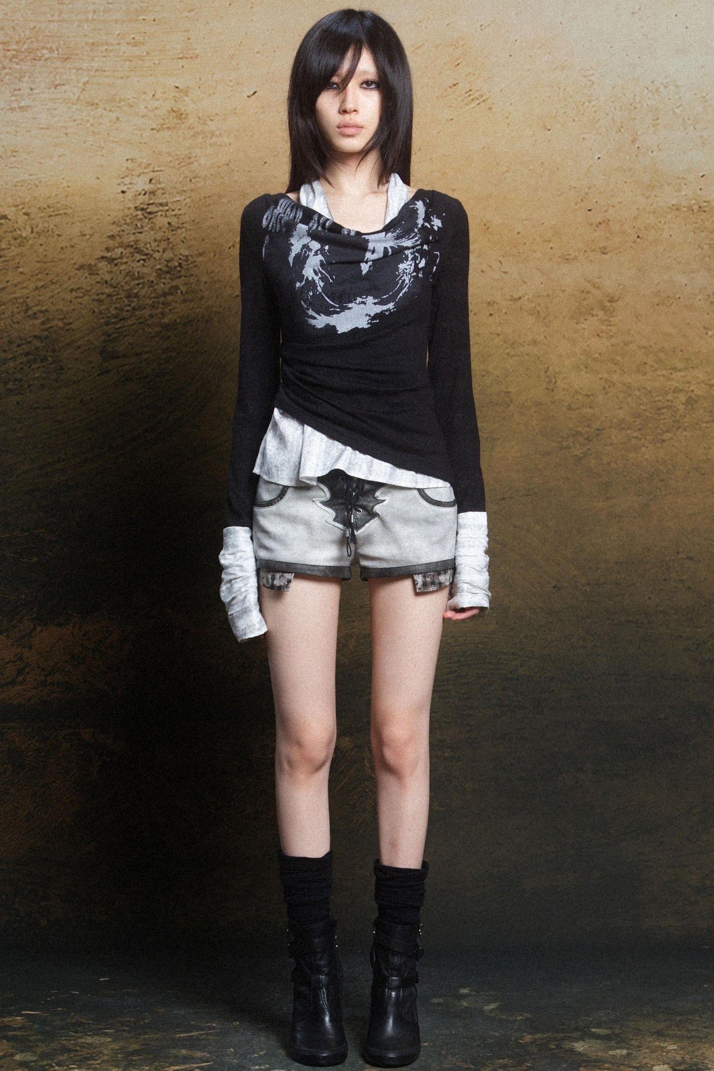 Punk Rebel Knit Two-Tone Neck Top