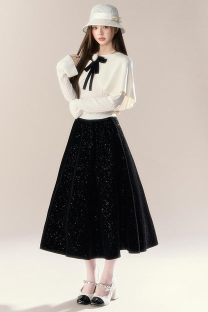 Starry Night Velvet Long Skirt