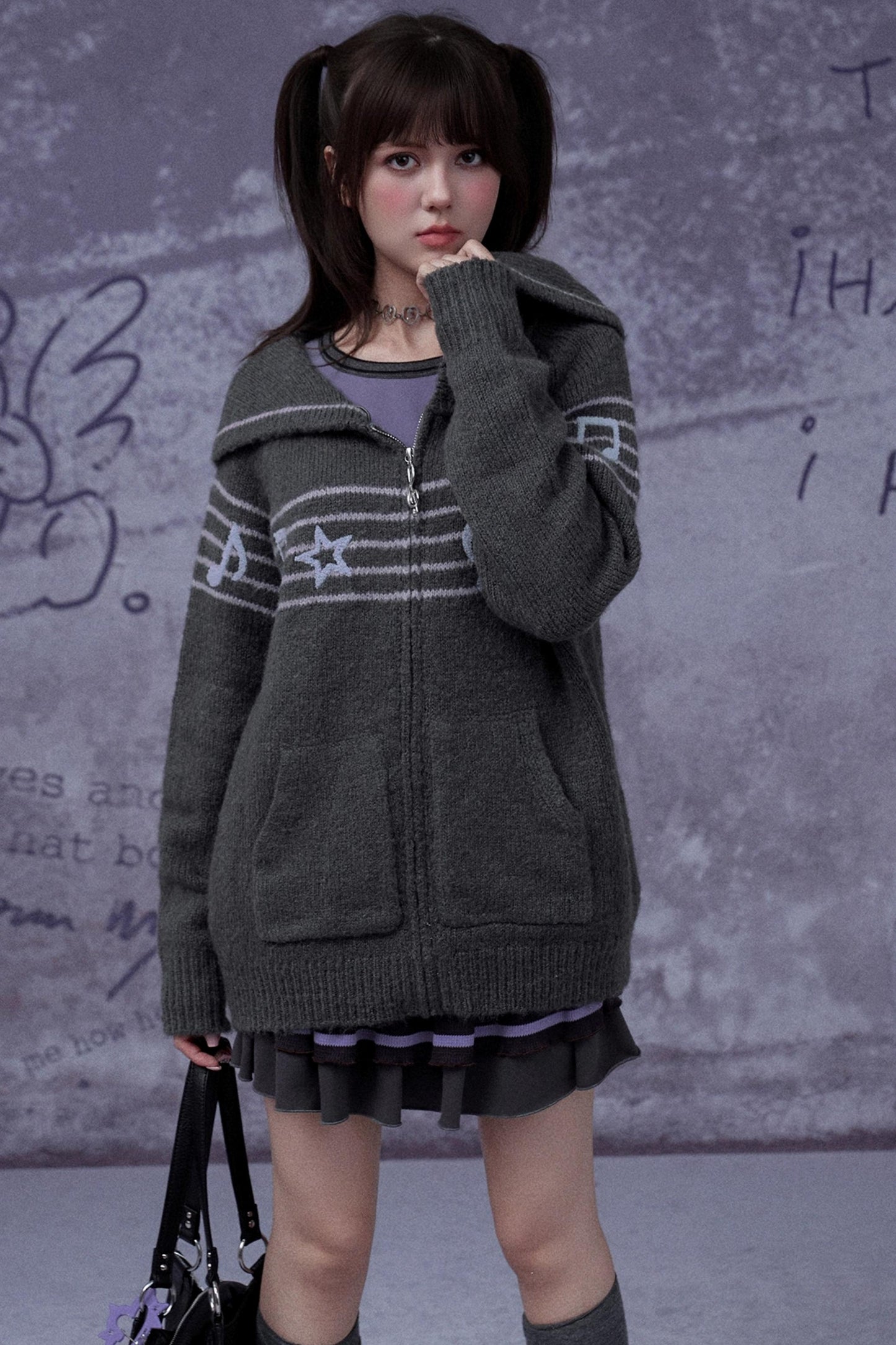 Sweet Cool Lapel Knit Sweater