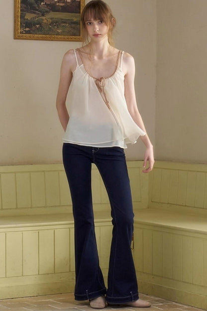 White Lace-up Camisole Set