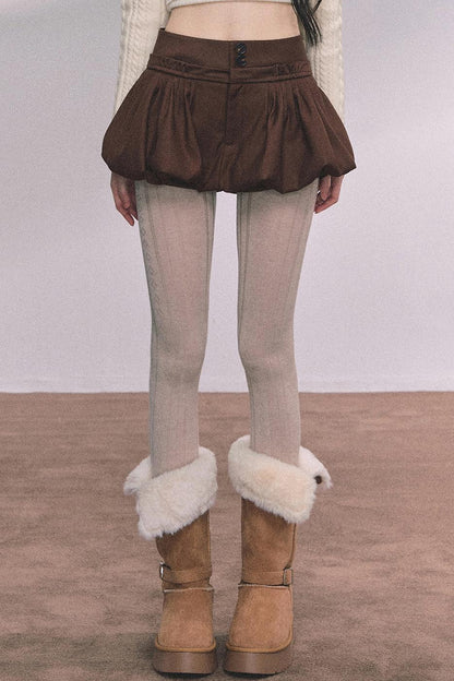 French Fluffy Autumn A-Line Skirt