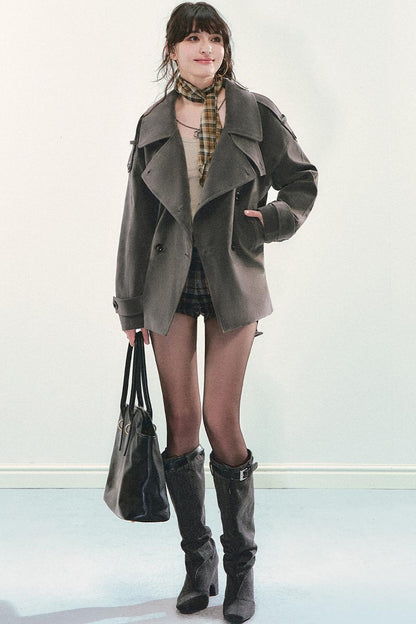 Grey Suede Trench Coat