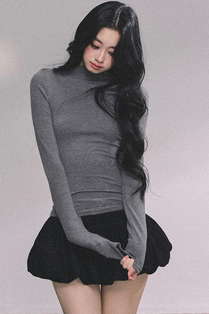 Lightweight Knit Shawl Turtleneck Sweater Set