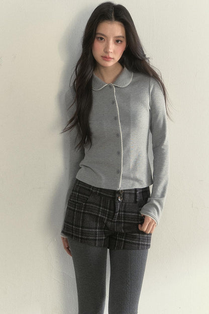 Pink and Gray Doll Collar Top