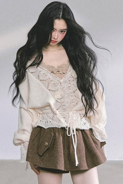 French Knitted Cardigan Sweater Jacket Set-Up