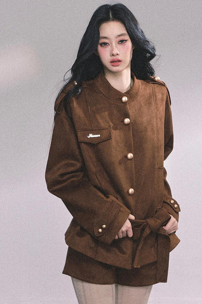 Golden Suede Womens Autumn Jacket Set-Up