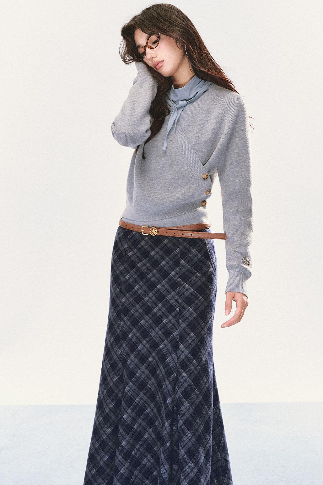 Semi-High Neck Scarf Top Set-Up