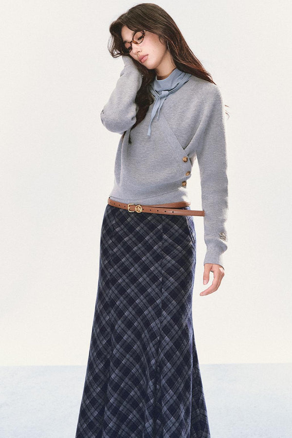 Semi-High Neck Scarf Top Set-Up