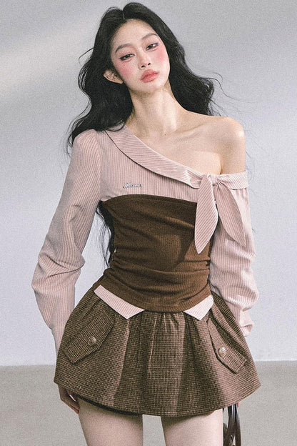 Korean Long-Sleeved Plaid Shirt