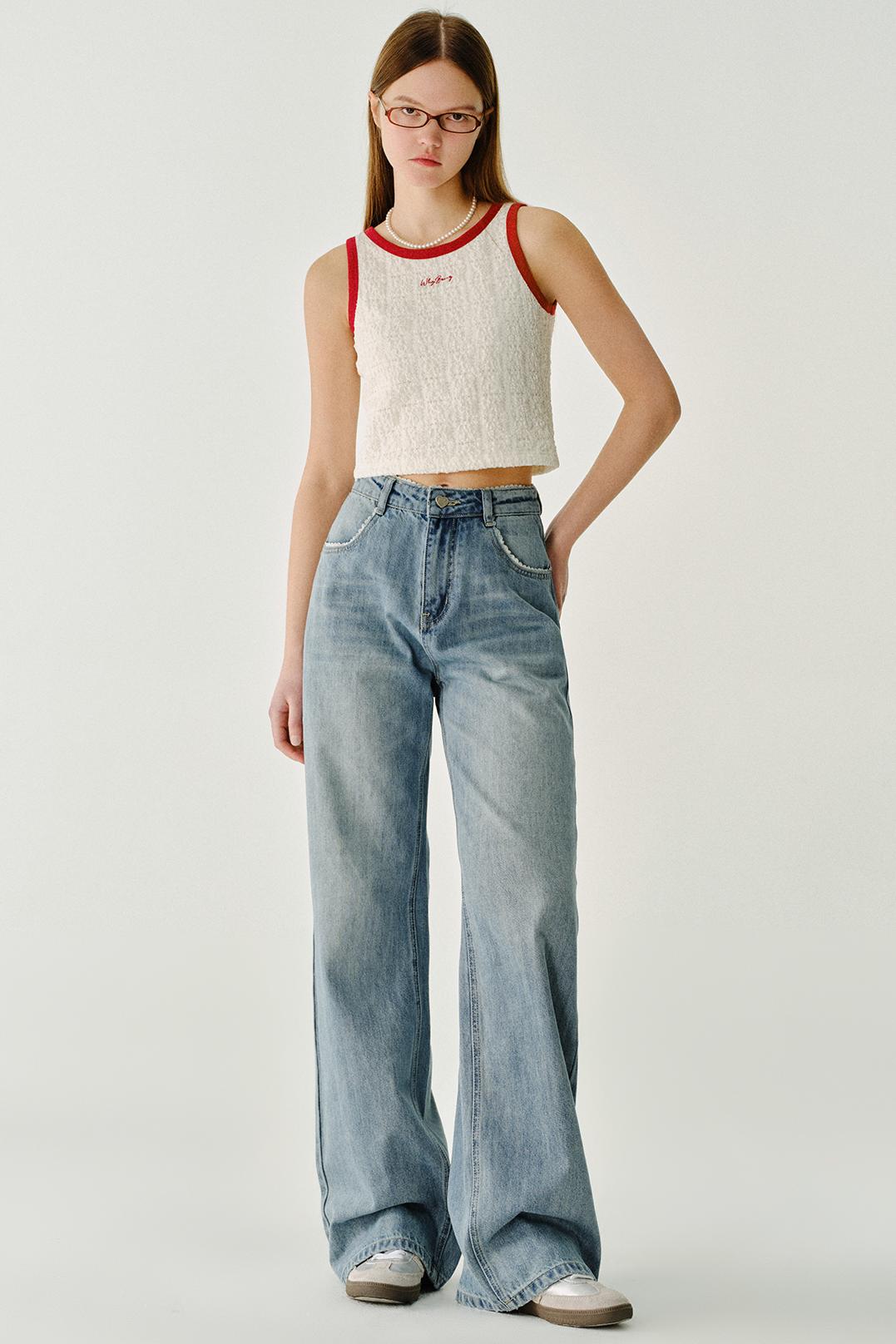 체리 치즈 롤 레이스 조끼 