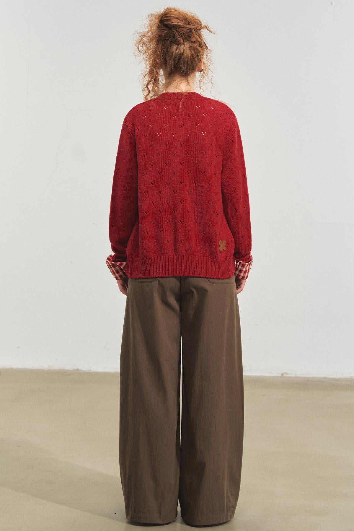 Vintage Plaid Lace-Up Cardigan