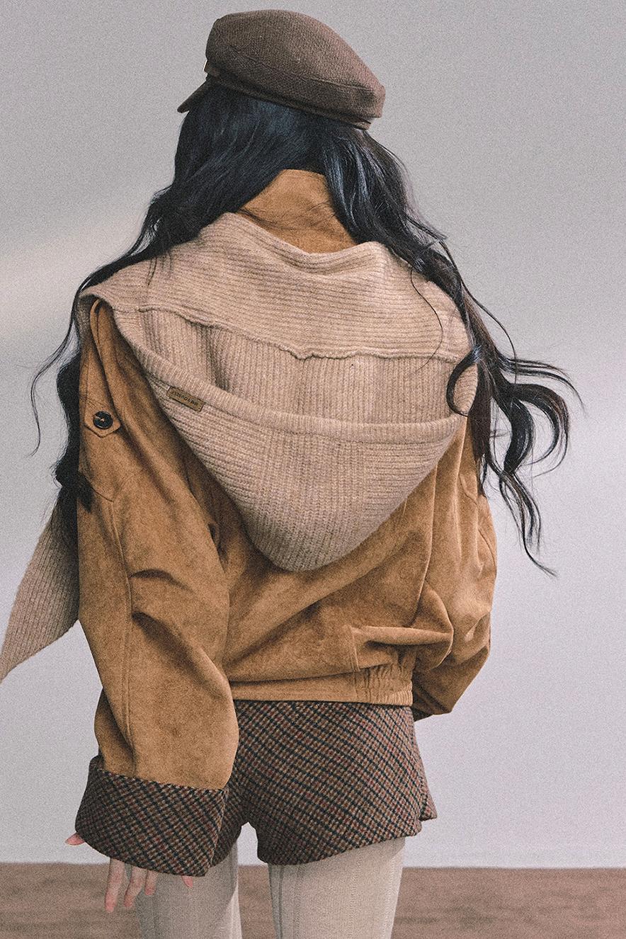 Hazelnut Velvet Jacket Skirt Set-Up