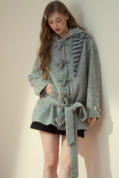 Light Gray Wool Horn Buckle Jacket