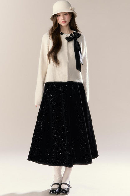Starry Night Velvet Long Skirt