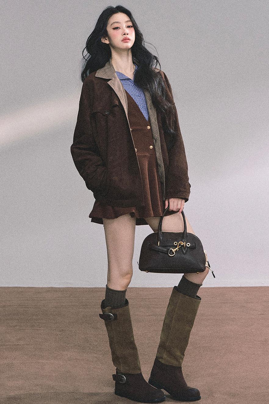 French Plaid Knitted Dress