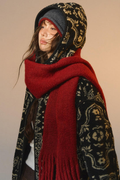 Jacquard Fleece Hooded Jacket